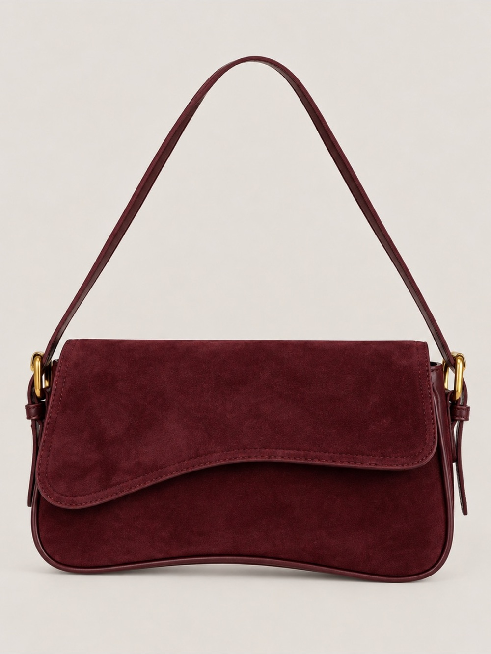 New! Cranberry Red Suede Shoulder Purse Bag NWOT